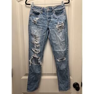 American Eagle‎ Outfitters Women’s Tom Girl Distressed Denim Jeans Size 00 Blue